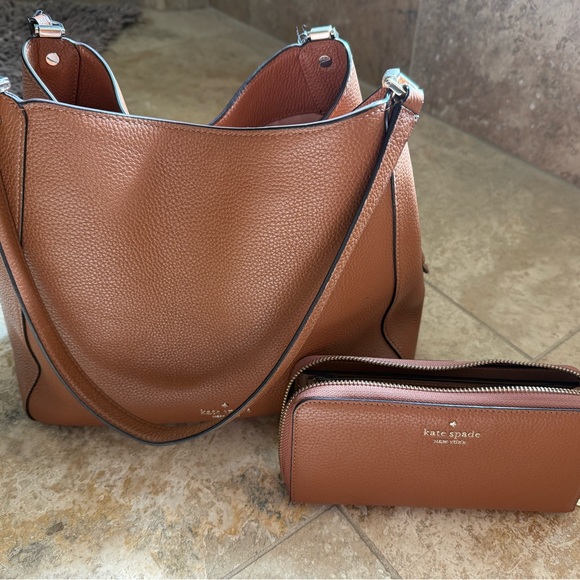 kate spade Handbags - Kate Spade Tan Leather Shoulder Bag and Wallet